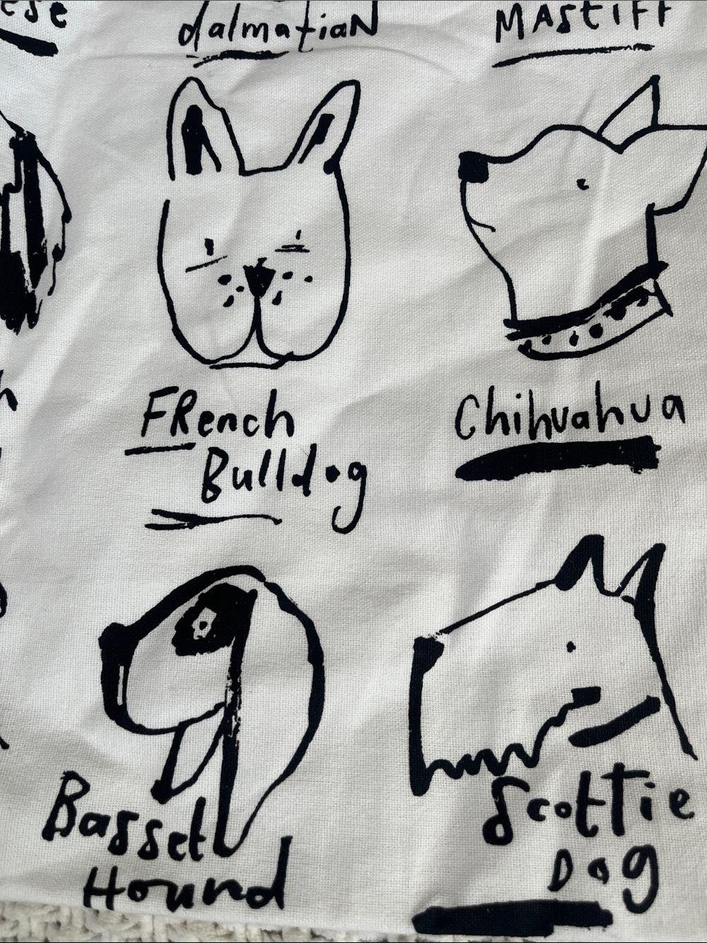 NWT World Market Canvas Dog Breed Tote Bag in White 4 pockets - Picture 3 of 11